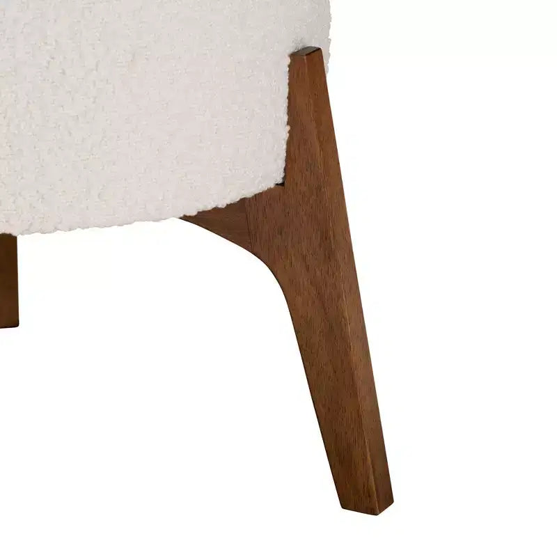 Pouffe ottoman en tissu et bois Elkie Crème/Noyer brun - Baxton Studio