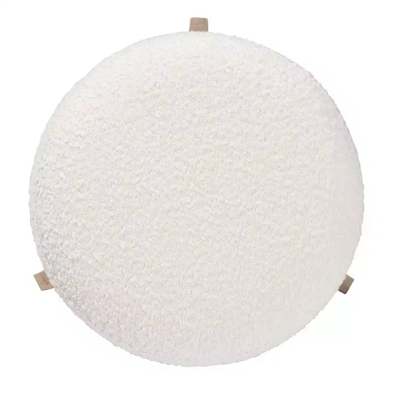 Pouffe ottoman en tissu et bois Elkie Crème/Noyer brun - Baxton Studio