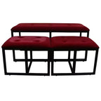 Banc capitonné en métal avec 2 sièges rouges - Ore International