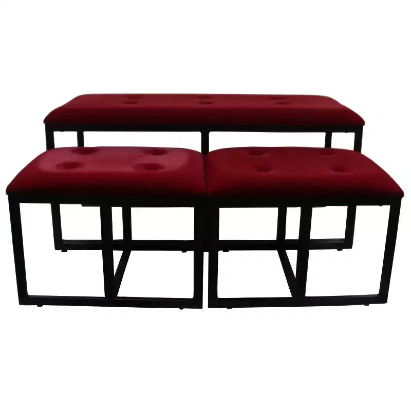Banc capitonné en métal avec 2 sièges rouges - Ore International