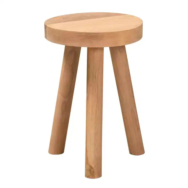 Baxton Studio Terah Repose-pieds en teck marron naturel : Rond, Solide, Aucun assemblage requis