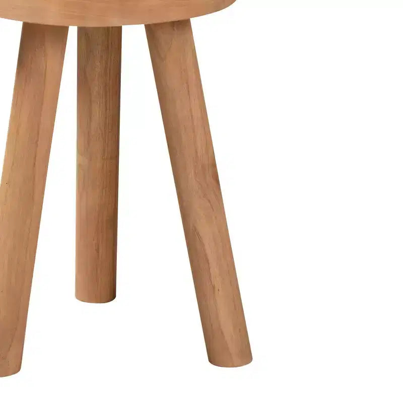 Baxton Studio Terah Repose-pieds en teck marron naturel : Rond, Solide, Aucun assemblage requis