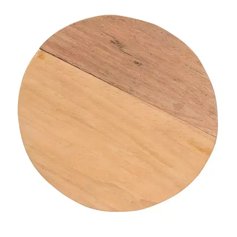 Baxton Studio Terah Repose-pieds en teck marron naturel : Rond, Solide, Aucun assemblage requis