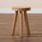 Baxton Studio Terah Repose-pieds en teck marron naturel : Rond, Solide, Aucun assemblage requis