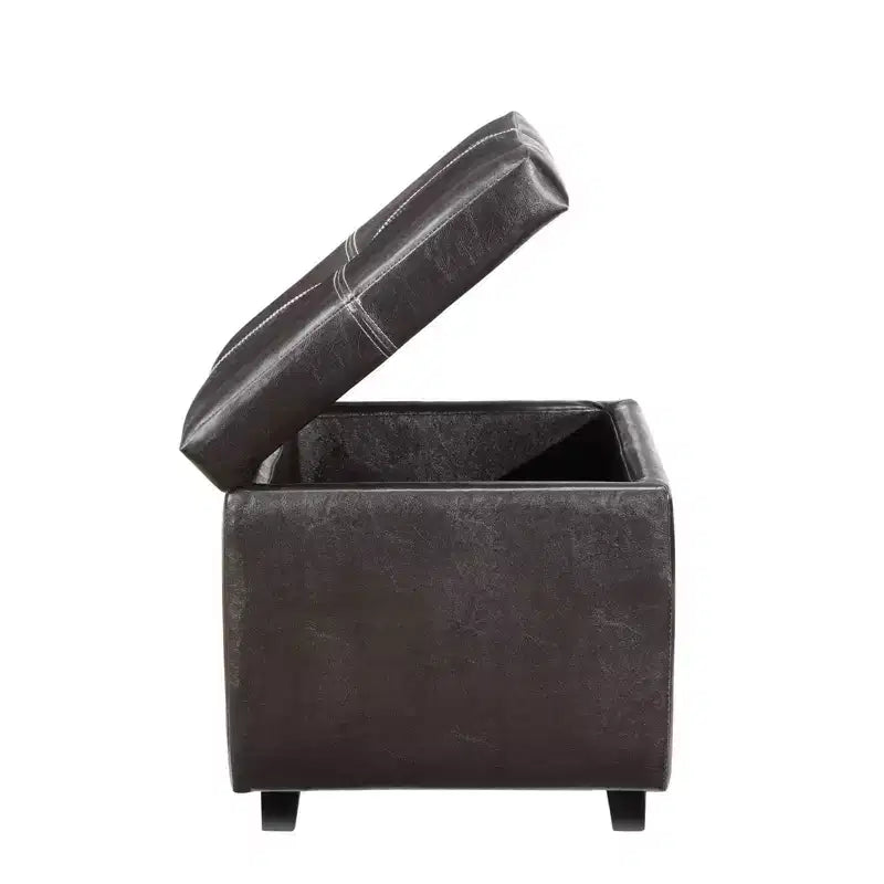 Pouffe de rangement en vinyle rembourré Treasure Espresso - Modway