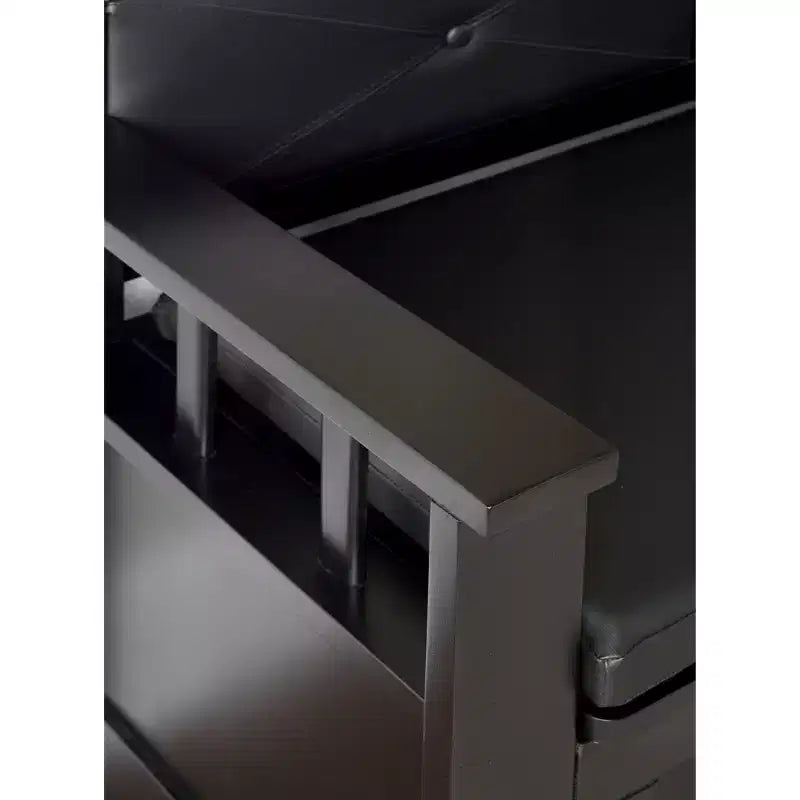 Banc de rangement rembourré en similicuir et bois massif Linon 44,5 po Carlton Noir : Ottoman d'entrée, Organisateur de chaussures