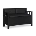 Banc de rangement rembourré en similicuir et bois massif Linon 44,5 po Carlton Noir : Ottoman d'entrée, Organisateur de chaussures