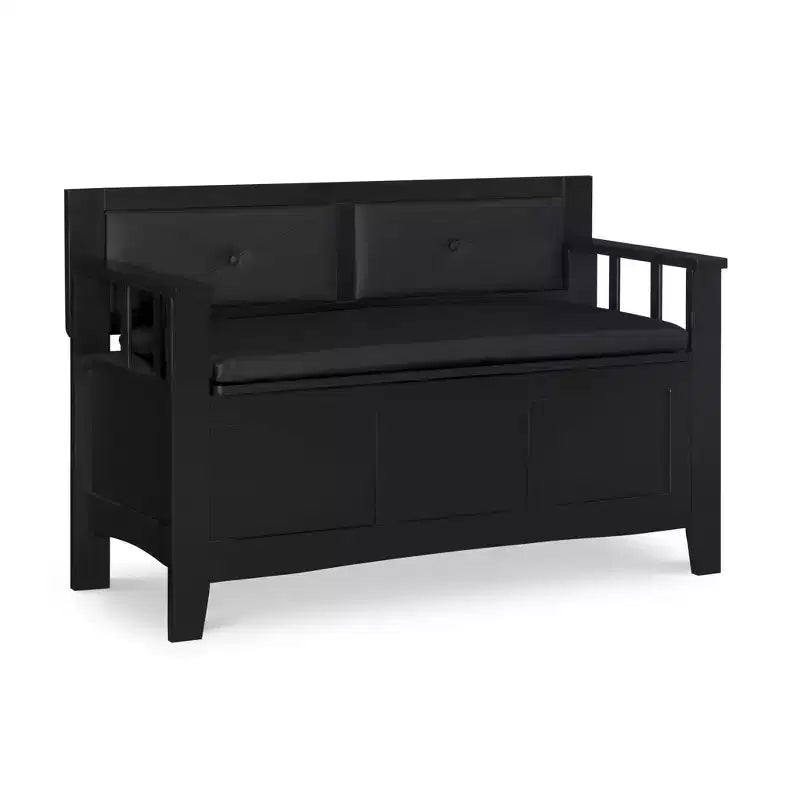 Banc de rangement rembourré en similicuir et bois massif Linon 44,5 po Carlton Noir : Ottoman d'entrée, Organisateur de chaussures