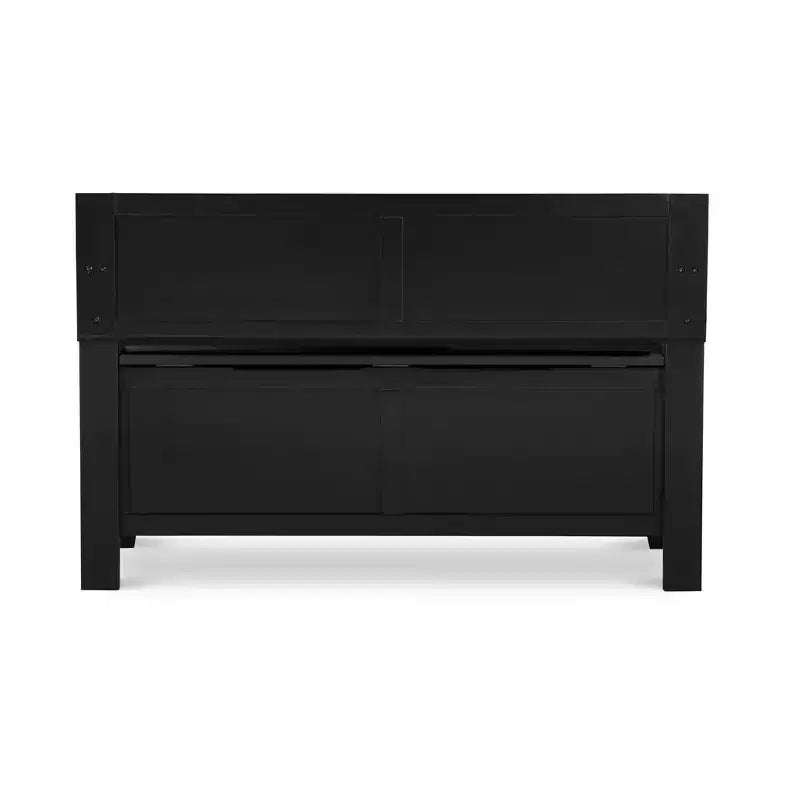 Banc de rangement rembourré en similicuir et bois massif Linon 44,5 po Carlton Noir : Ottoman d'entrée, Organisateur de chaussures