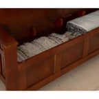 Linon 50" Shayla Banc de Rangement en Bois Massif avec Siège Fini et Divisé Noyer : Meubles d'entrée, Organisateur de Chaussures