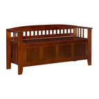 Linon 50" Shayla Banc de Rangement en Bois Massif avec Siège Fini et Divisé Noyer : Meubles d'entrée, Organisateur de Chaussures