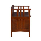 Linon 50" Shayla Banc de Rangement en Bois Massif avec Siège Fini et Divisé Noyer : Meubles d'entrée, Organisateur de Chaussures