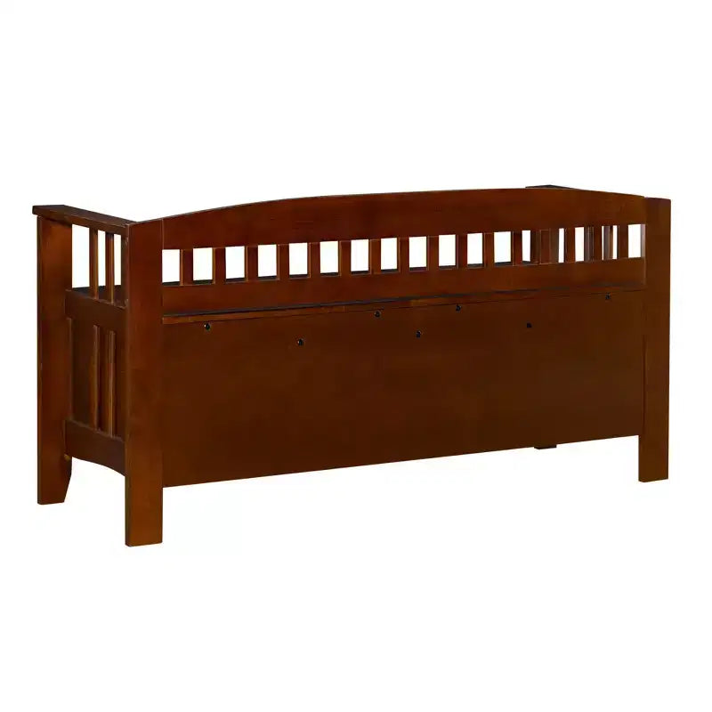 Linon 50" Shayla Banc de Rangement en Bois Massif avec Siège Fini et Divisé Noyer : Meubles d'entrée, Organisateur de Chaussures