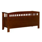 Linon 50" Shayla Banc de Rangement en Bois Massif avec Siège Fini et Divisé Noyer : Meubles d'entrée, Organisateur de Chaussures