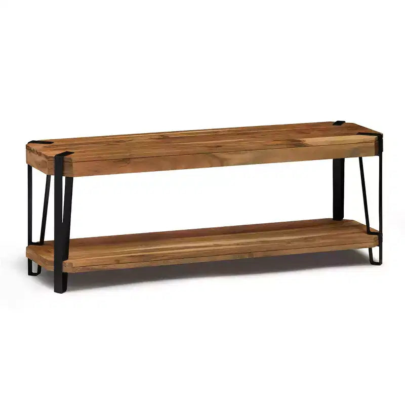 Banc en bois à bords francs Ryegate de 48 po avec crochets muraux – Meubles Alaterre : Cadre en métal industriel, ensemble d’entrée de 2 pièces