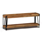 Banc en bois à bords francs Ryegate de 48 po avec crochets muraux – Meubles Alaterre : Cadre en métal industriel, ensemble d’entrée de 2 pièces