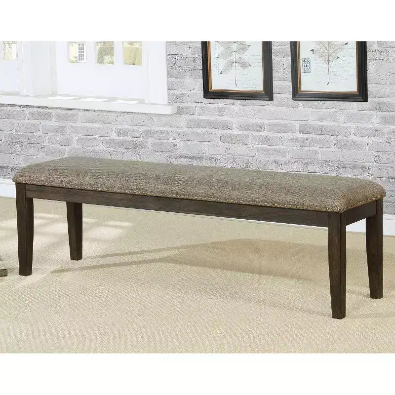 HOMES: Inside + Out 63" Lemieux Upholstered Dining Bench Brown