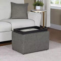 Breighton Home Designs4Comfort Accent Storage Ottoman with Reversible Tray in Soft Gray Fabric