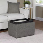 Breighton Home Designs4Comfort Accent Storage Ottoman with Reversible Tray in Soft Gray Fabric