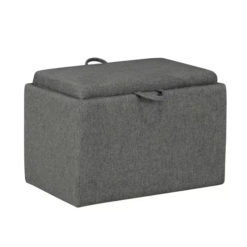 Pouf de rangement d'appoint en tissu gris clair avec plateau réversible Breighton Home Designs4Comfort