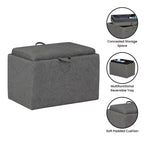 Pouf de rangement d'appoint en tissu gris clair avec plateau réversible Breighton Home Designs4Comfort