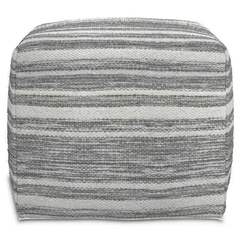 WyndenHall Eleanor Pouf carré tissé mélangé noir/blanc : fabriqué à la main, aucun assemblage, revêtement en laine, style contemporain