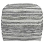 WyndenHall Eleanor Pouf carré tissé mélangé noir/blanc : fabriqué à la main, aucun assemblage, revêtement en laine, style contemporain