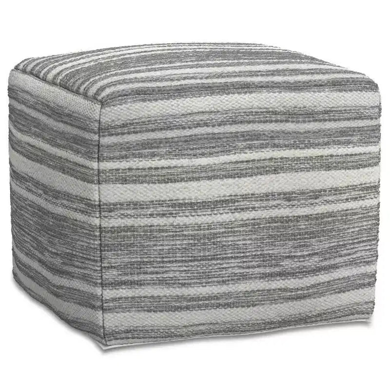 WyndenHall Eleanor Pouf carré tissé mélangé noir/blanc : fabriqué à la main, aucun assemblage, revêtement en laine, style contemporain