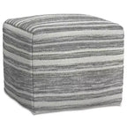 WyndenHall Eleanor Pouf carré tissé mélangé noir/blanc : fabriqué à la main, aucun assemblage, revêtement en laine, style contemporain
