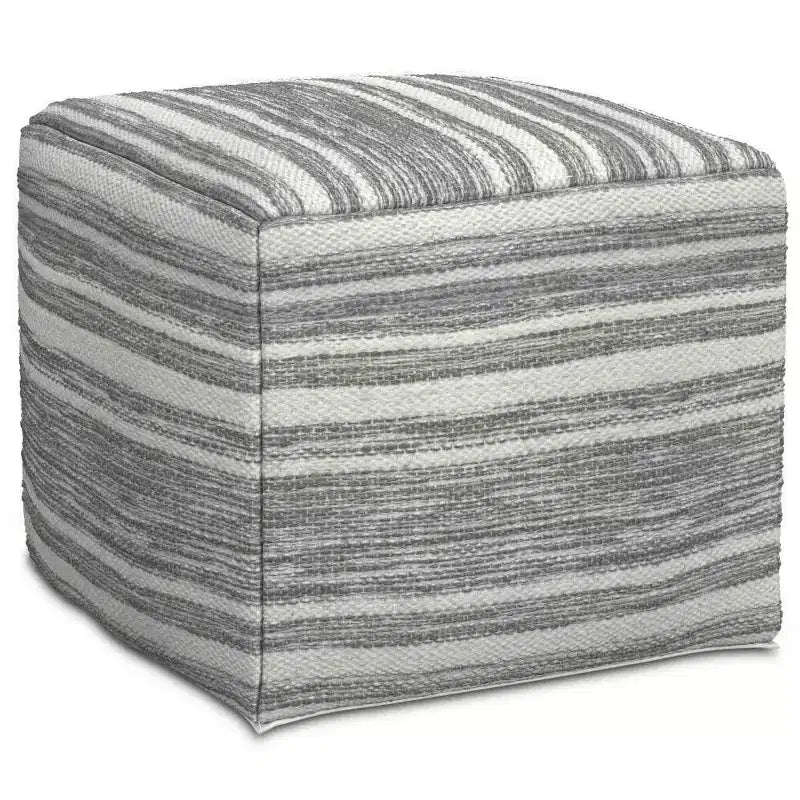 WyndenHall Eleanor Pouf carré tissé mélangé noir/blanc : fabriqué à la main, aucun assemblage, revêtement en laine, style contemporain