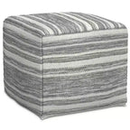 WyndenHall Eleanor Pouf carré tissé mélangé noir/blanc : fabriqué à la main, aucun assemblage, revêtement en laine, style contemporain