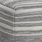WyndenHall Eleanor Pouf carré tissé mélangé noir/blanc : fabriqué à la main, aucun assemblage, revêtement en laine, style contemporain