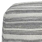 WyndenHall Eleanor Pouf carré tissé mélangé noir/blanc : fabriqué à la main, aucun assemblage, revêtement en laine, style contemporain