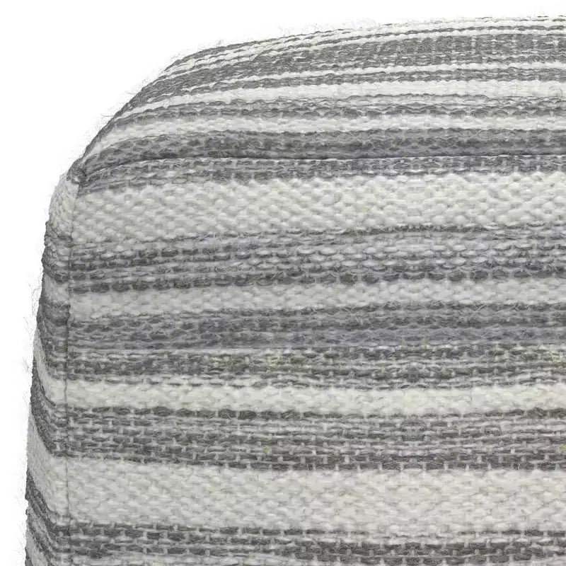 WyndenHall Eleanor Pouf carré tissé mélangé noir/blanc : fabriqué à la main, aucun assemblage, revêtement en laine, style contemporain