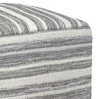 WyndenHall Eleanor Pouf carré tissé mélangé noir/blanc : fabriqué à la main, aucun assemblage, revêtement en laine, style contemporain