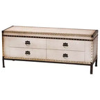 Banc de rangement Baxton Studio Heaton en toile avec 4 tiroirs Beige/Café/Noir