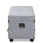 Pouf de rangement Flynn en tissu capitonné avec 2 tiroirs gris/noir - Baxton Studio