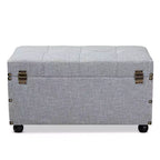 Pouf de rangement Flynn en tissu capitonné avec 2 tiroirs gris/noir - Baxton Studio