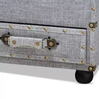 Pouf de rangement Flynn en tissu capitonné avec 2 tiroirs gris/noir - Baxton Studio