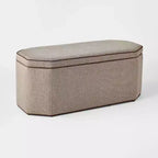 Storage Bench with Twisted Piping Detail Brown Linen - Threshold™ designed with Studio McGee