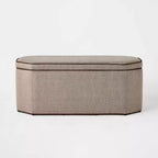 Banc de rangement en lin marron avec passepoil torsadé - Threshold™ conçu avec Studio McGee