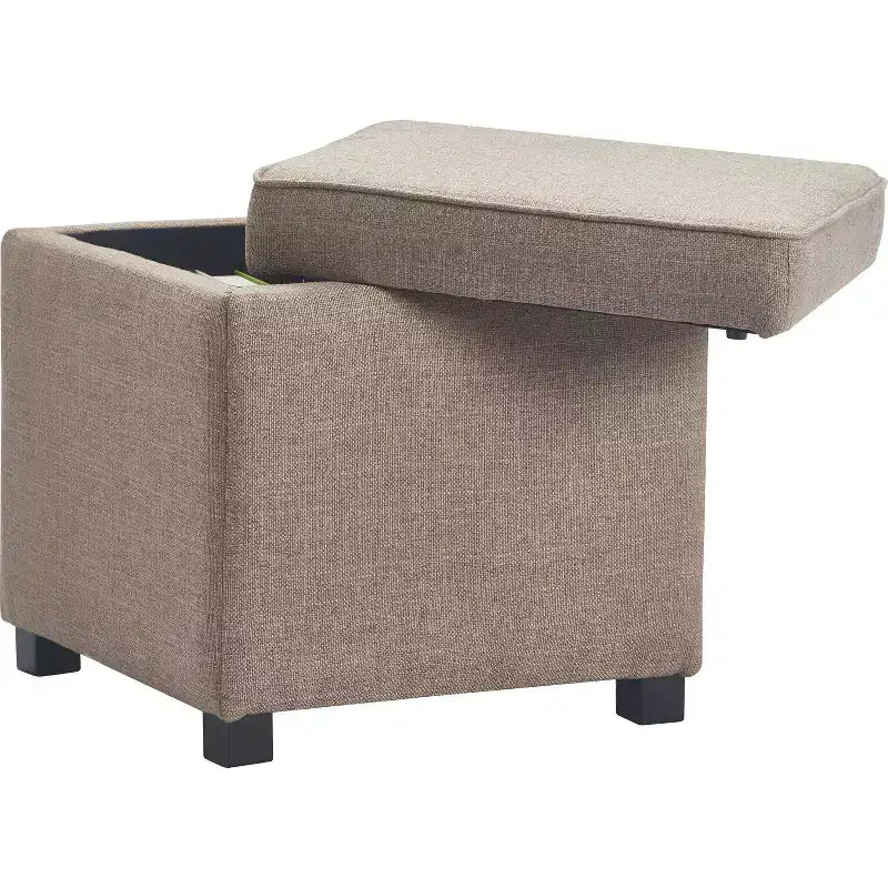 Pouf Morgan Storage Cube Marron - Finch : Siège rembourré, Coussin amovible, Structure en bois