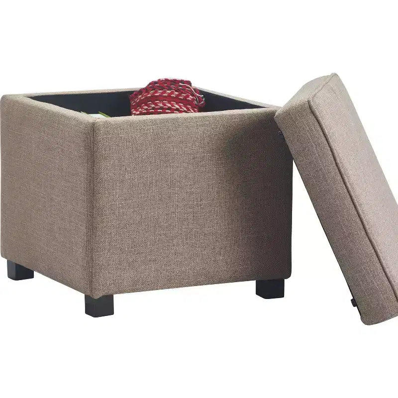 Pouf Morgan Storage Cube Marron - Finch : Siège rembourré, Coussin amovible, Structure en bois