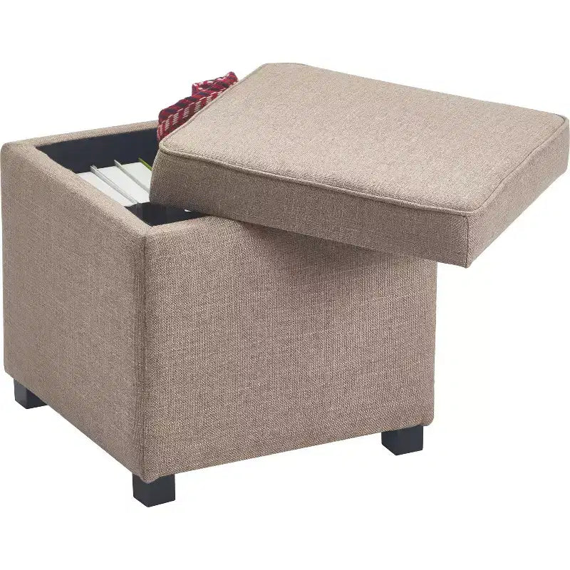 Pouf Morgan Storage Cube Marron - Finch : Siège rembourré, Coussin amovible, Structure en bois