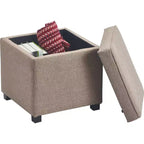 Pouf Morgan Storage Cube Marron - Finch : Siège rembourré, Coussin amovible, Structure en bois
