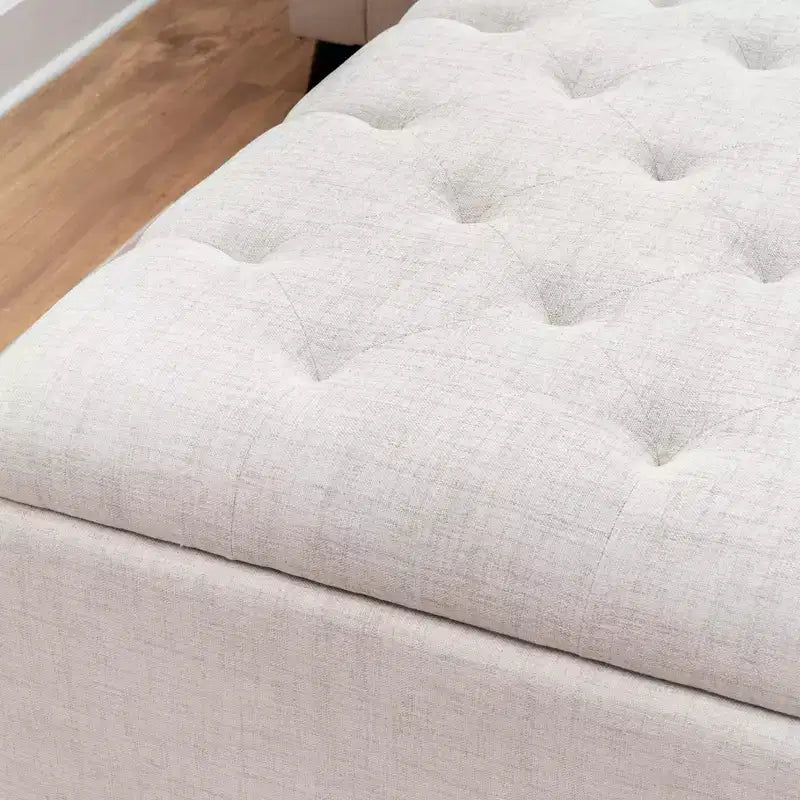 Pouf de rangement carré Linon Madeleine, naturel