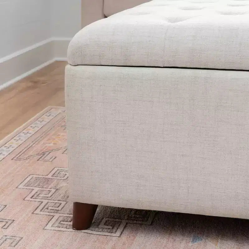 Pouf de rangement carré Linon Madeleine, naturel
