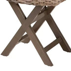 bali & pari Hayate Repose-pieds Ottomane en Rotin et Bois d'Acajou Gris Kubu/Taupe Rustique