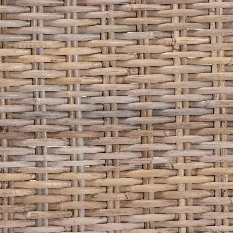 bali & pari Hayate Repose-pieds Ottomane en Rotin et Bois d'Acajou Gris Kubu/Taupe Rustique