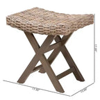 bali & pari Hayate Repose-pieds Ottomane en Rotin et Bois d'Acajou Gris Kubu/Taupe Rustique